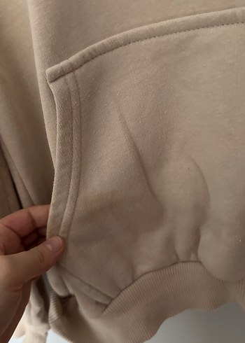 Bej Kapüşonlu Uzun Kollu Sweatshirt - Görsel 2