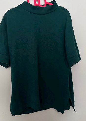 Kadın Yeşil Yüksek Yakalı Rahat Tişört zara - Görsel 2