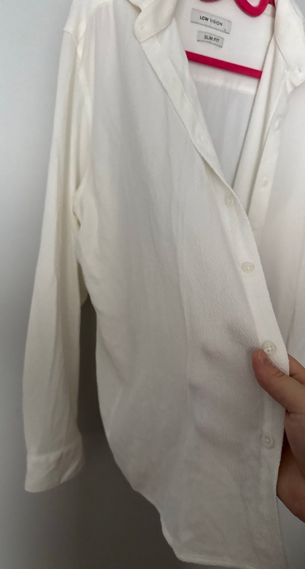 Düğmeli Beyaz Uzun Kollu Erkek Gömlek - Görsel 4