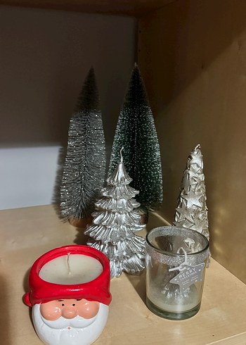 LC Waikiki Beyaz ve Gri Noel Temalı Mumlar ve Dekor