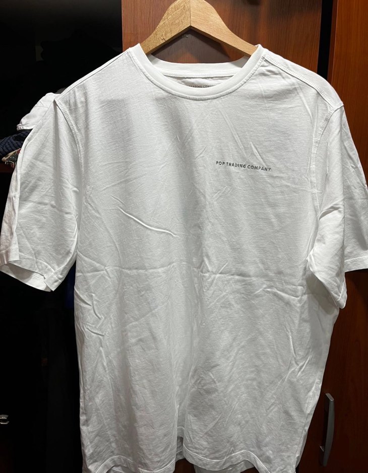 Pop Trading Co. Beyaz Baskılı Oversize Tişört - Görsel 2