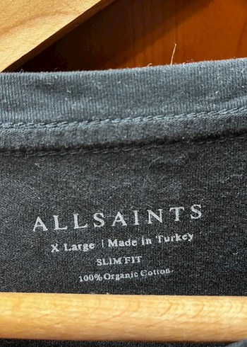 AllSaints Erkek Siyah Logo Nakışlı Tişört - Görsel 7