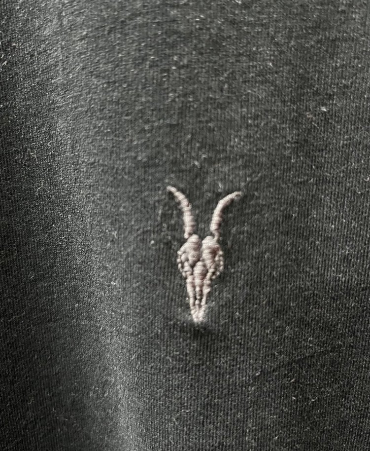 AllSaints Erkek Siyah Logo Nakışlı Tişört - Görsel 5