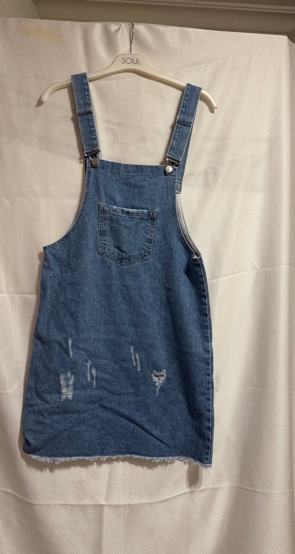 Kadın Mavi Denim Mini Askılı Tulum - Görsel 3