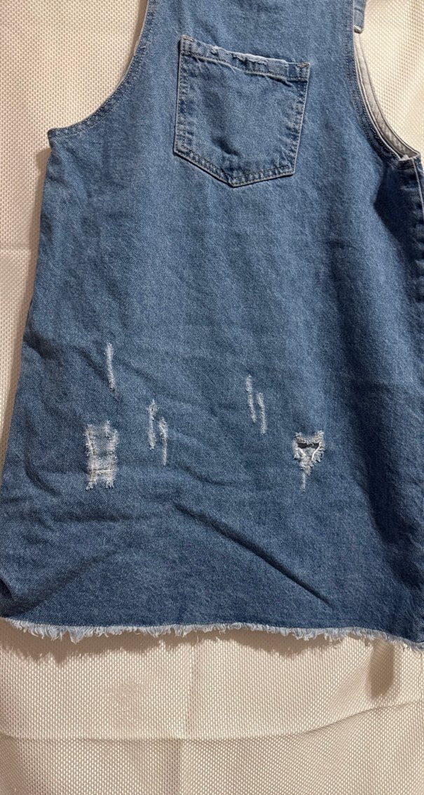 Kadın Mavi Denim Mini Askılı Tulum - Görsel 4