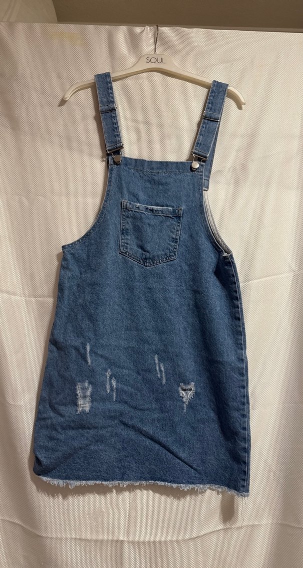 Kadın Mavi Denim Mini Askılı Tulum - Görsel 2