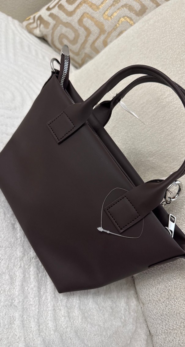 Kahverengi Deri Fermuarlı Kadın Çantası - Görsel 4