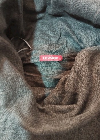 Gri Kadın Boğazlı Örgü Triko - Görsel 2