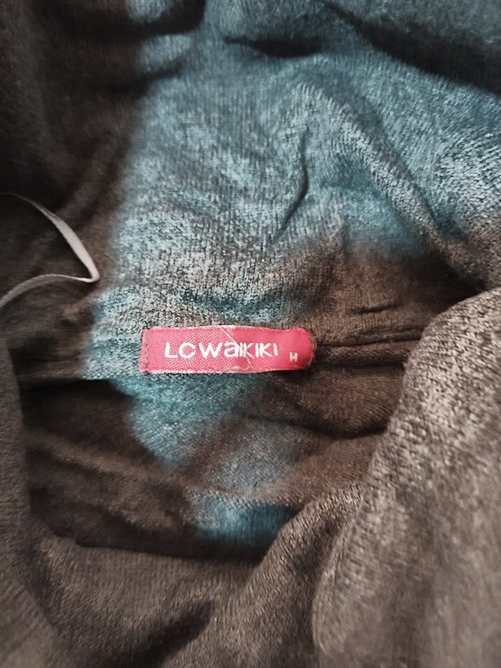 Gri Kadın Boğazlı Örgü Triko - Görsel 3