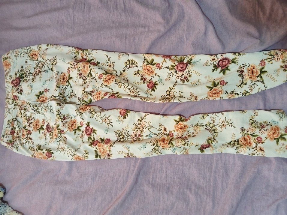 Çiçek Desenli Düğmeli Bohem Kadın Pantolon - Görsel 2