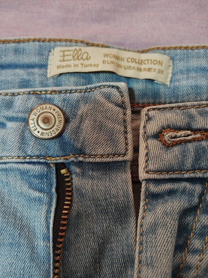 Nakışlı ve Dantelli Mavi Kadın Kot Pantolon - Görsel 2