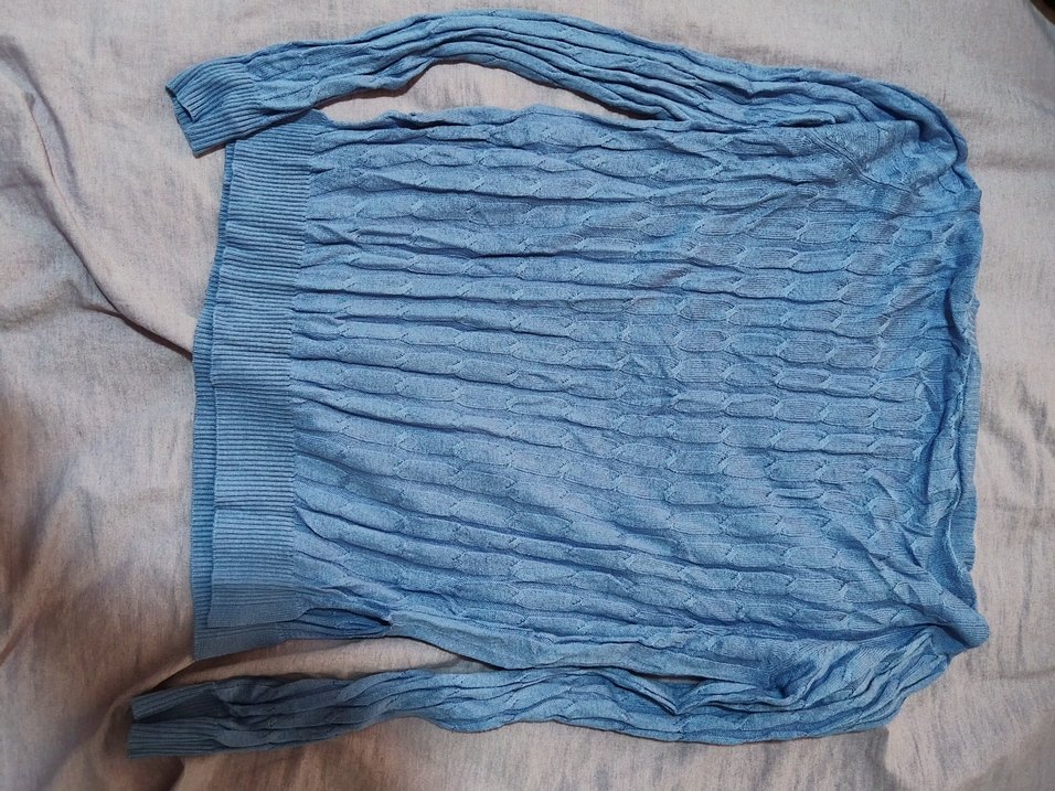 Mavi V Yaka Triko Kadın Kazak - Görsel 3