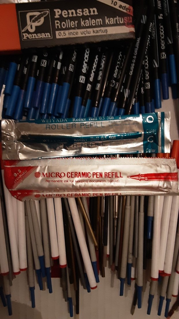 Pensan Mavi Roller Kalem Kartuşu refil yedek uçlar 3 renk - Görsel 3
