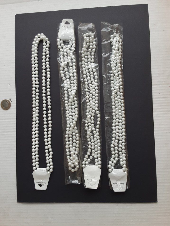 Uzun Beyaz inci Boncuklu Kadın Kolye - Görsel 2