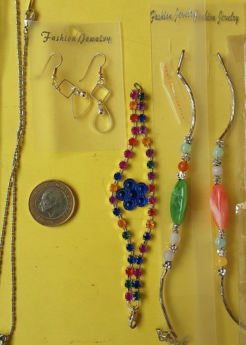 Uzun Renkli Boncuklu Kadın Kolye,küpe, bileklik - Görsel 9