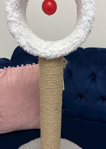 Beyaz Halka Oyuncaklı Kedi Tırmalama Tahtası - Görsel 2