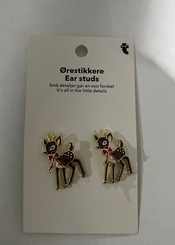 Altın Renk Mini Geyik Küpe - Görsel 3