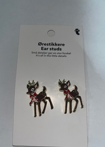 Altın Renk Mini Geyik Küpe - Görsel 2