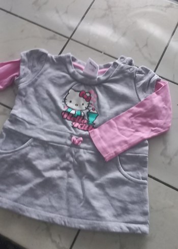 Kız Çocuk Uzun Kollu Gri Hello Kitty Tişört - Görsel 4