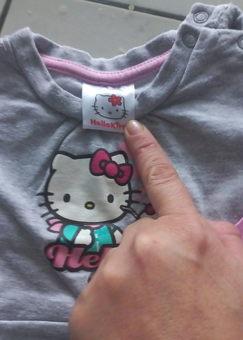 Kız Çocuk Uzun Kollu Gri Hello Kitty Tişört - Görsel 2