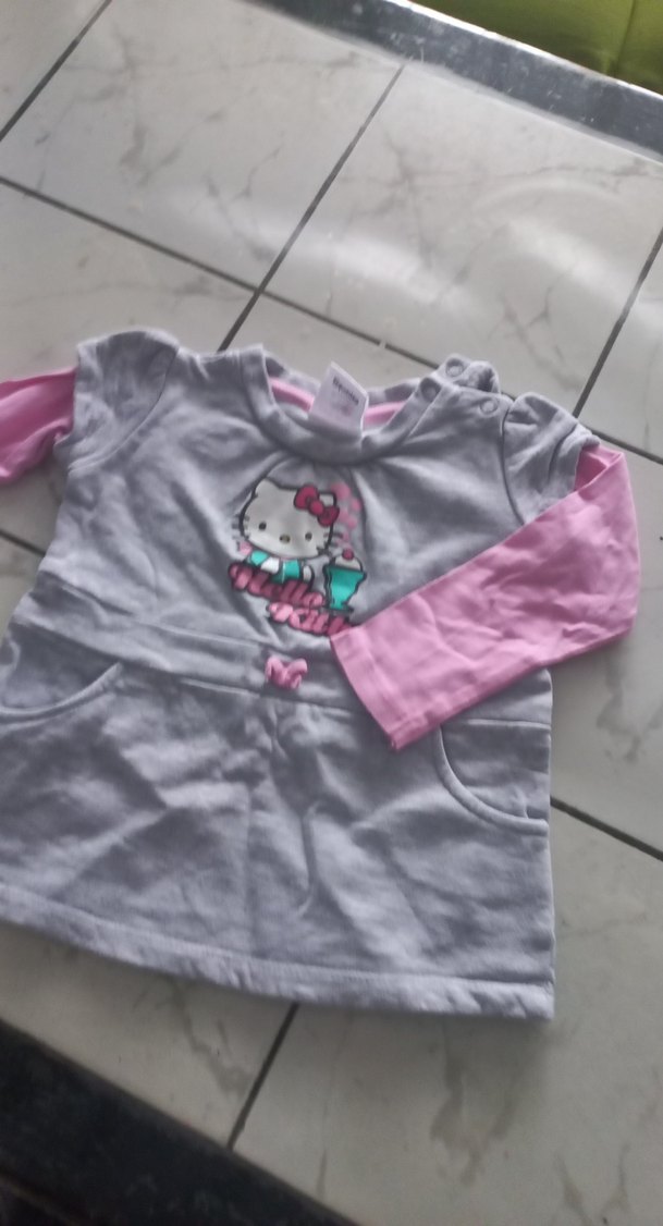 Kız Çocuk Uzun Kollu Gri Hello Kitty Tişört - Görsel 4