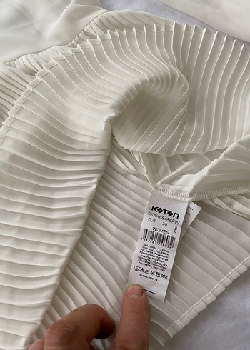 Beyaz Keten Hamile Bluzu, Kısa Kollu, Salaş Kesim - Görsel 5