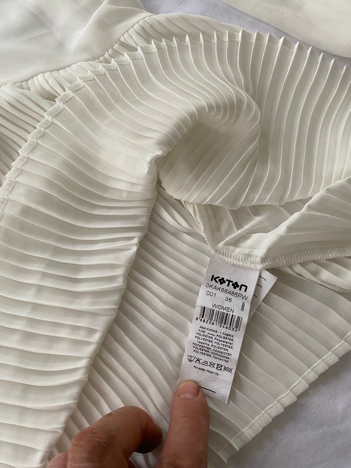 Beyaz Keten Hamile Bluzu, Kısa Kollu, Salaş Kesim - Görsel 5