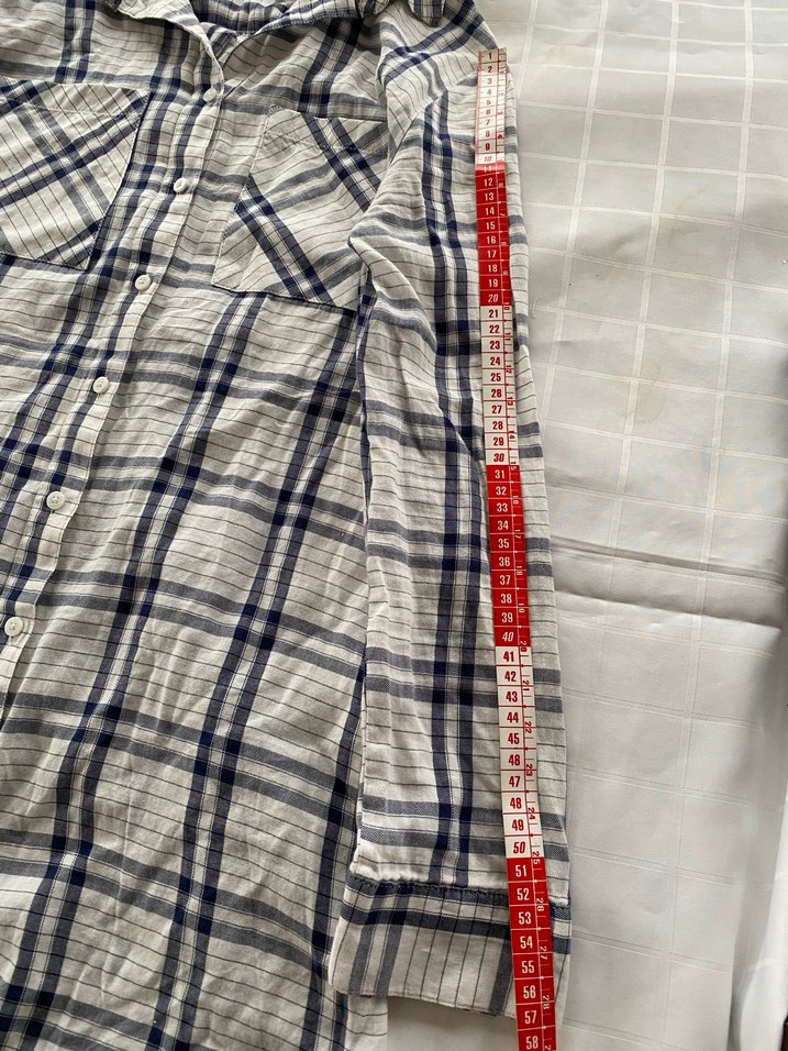 Gri Ekose Pamuklu Uzun Kollu Kadın Gömlek - Görsel 3