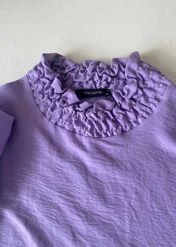 Mor Keten Fırfırlı Bluz - Görsel 4