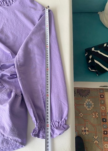 Mor Keten Fırfırlı Bluz - Görsel 3