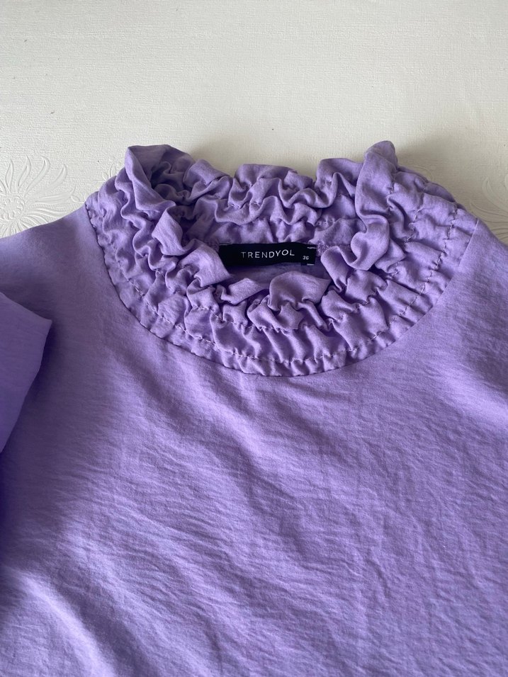 Mor Keten Fırfırlı Bluz - Görsel 4