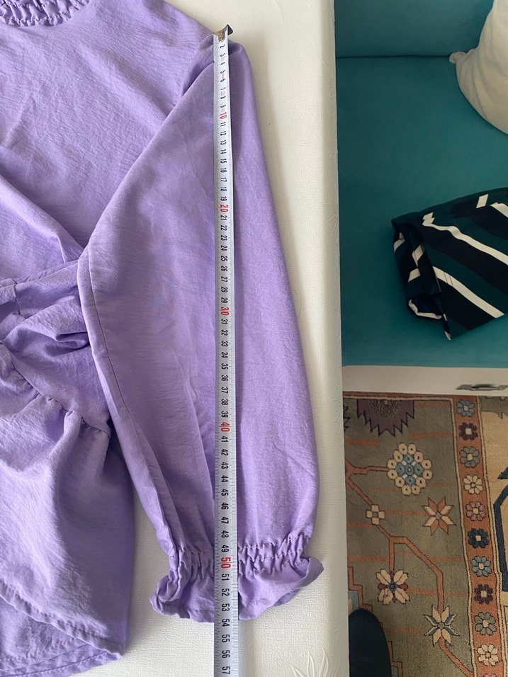 Mor Keten Fırfırlı Bluz - Görsel 3