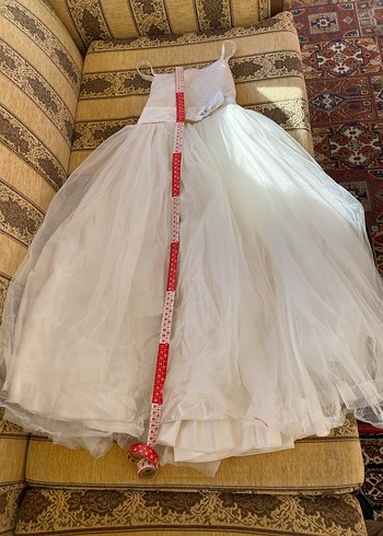 Beyaz Kız çocuk Straplez Uzun Gelinlik - Görsel 2