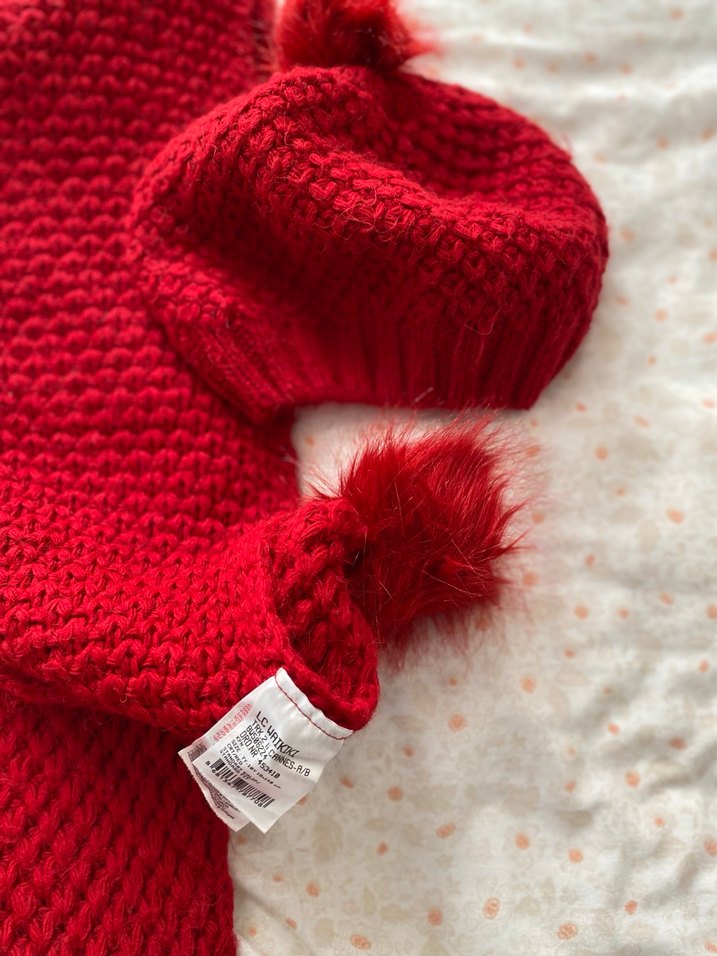 Kırmızı Örgü Çocuk Bere ve Atkı Seti - Görsel 3