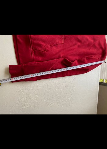 Kırmızı Fermuarlı Erkek Sweatshirt kapşonlu - Görsel 3