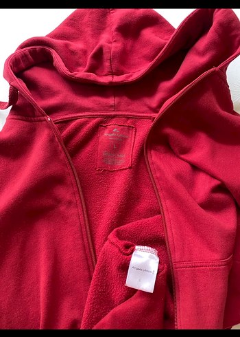 Kırmızı Fermuarlı Erkek Sweatshirt kapşonlu - Görsel 6