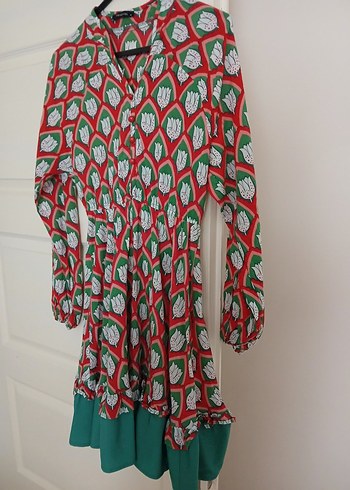 Çiçek Desenli Uzun Kollu Bohem Elbise - Görsel 3