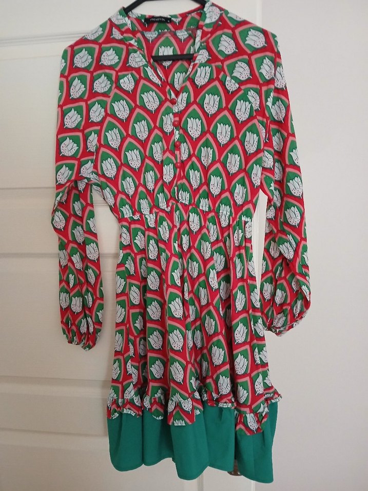 Çiçek Desenli Uzun Kollu Bohem Elbise - Görsel 4