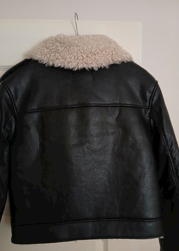 Kürk Detaylı Siyah Deri Biker Ceket - Görsel 7