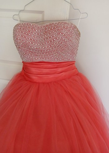 Pembe Straplez Uzun Abiye Elbise - Görsel 10