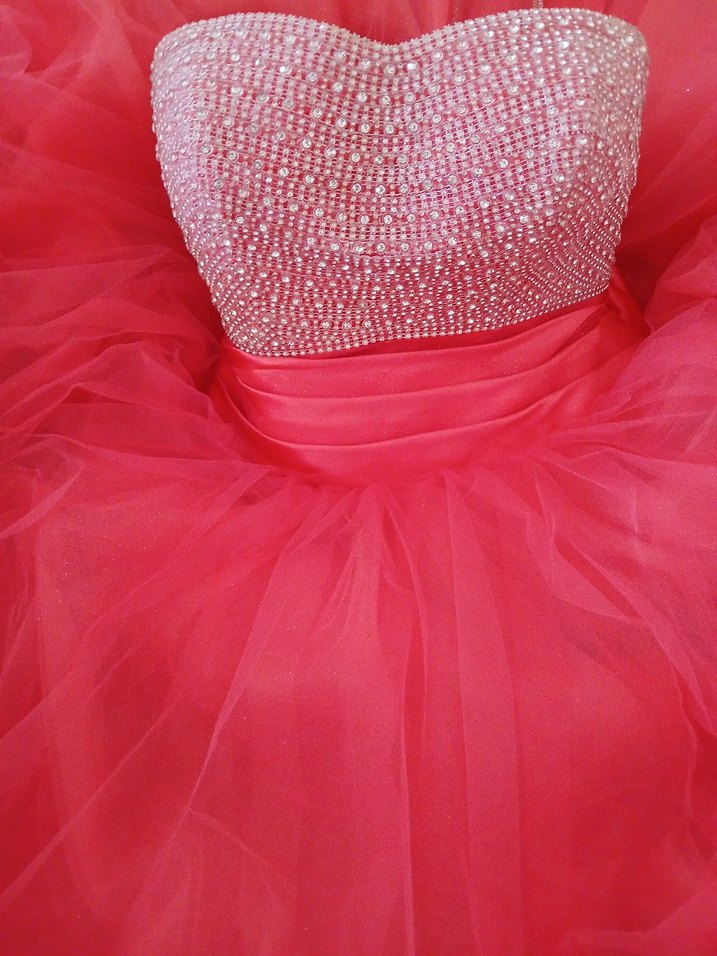 Pembe Straplez Uzun Abiye Elbise - Görsel 4