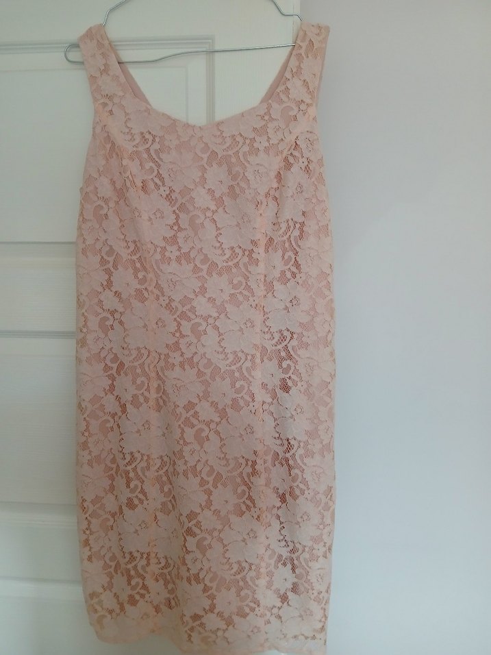 Dantel Detaylı Bej Midi Elbise - Görsel 3