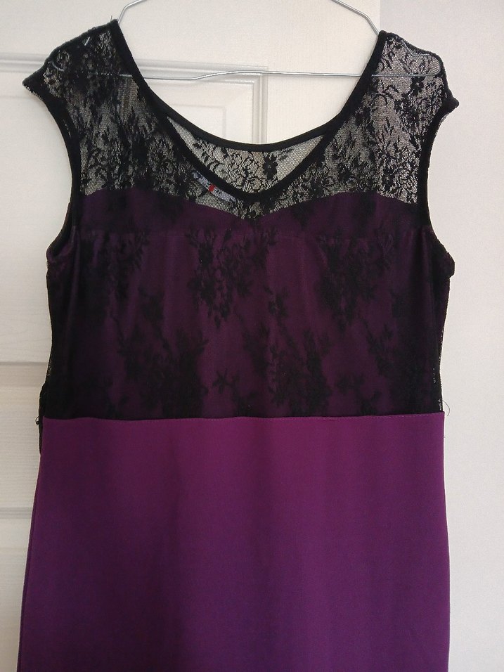 Mor Dantel Detaylı Midi Elbise - Görsel 4