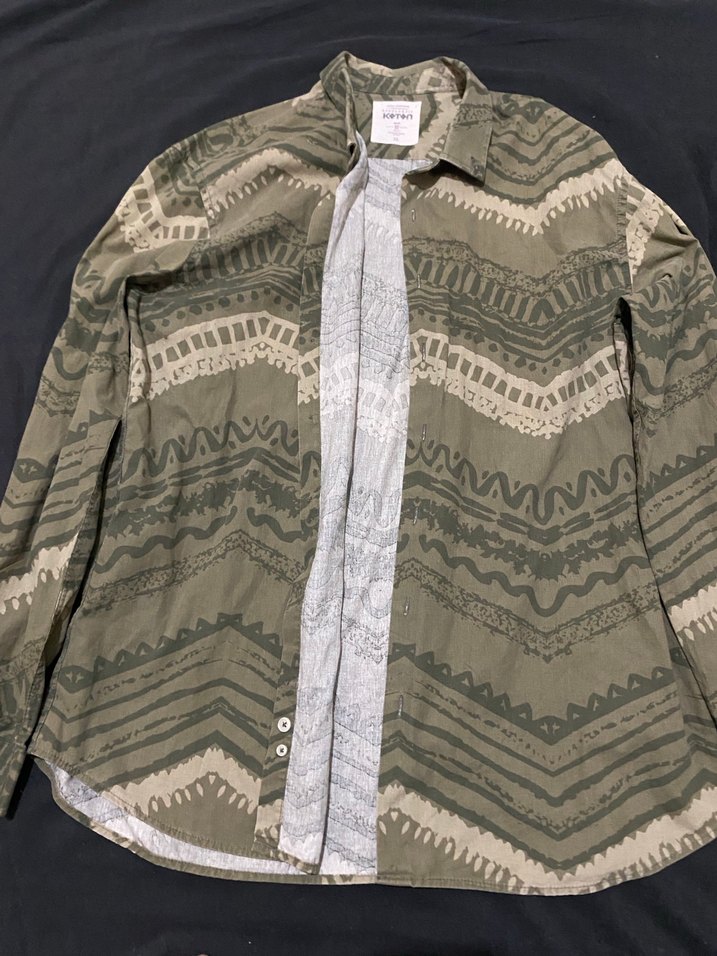 Erkek Haki Bohem Uzun Kollu Gömlek - Görsel 3