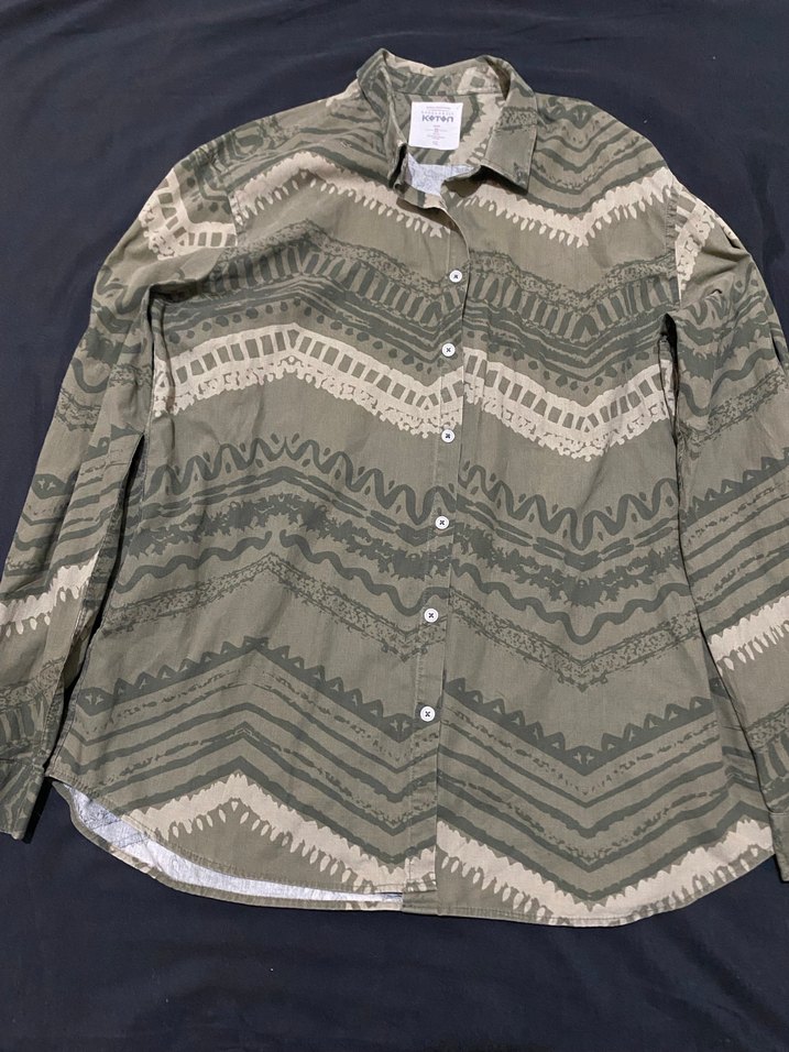 Erkek Haki Bohem Uzun Kollu Gömlek - Görsel 2