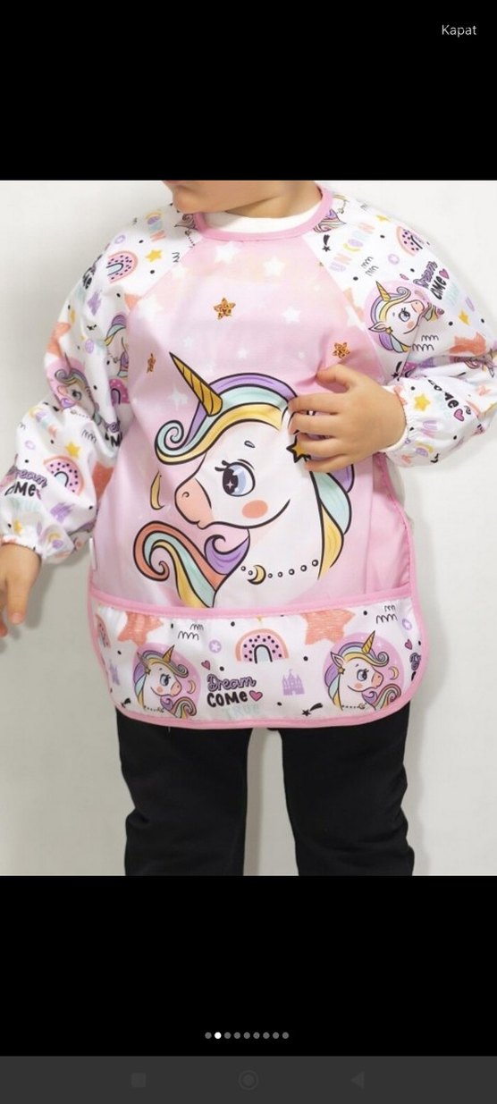 Unicorn Desenli Pembe Bebek Önlüğü - Görsel 2