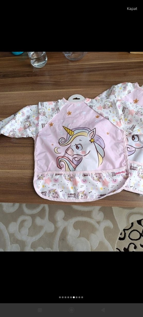 Unicorn Desenli Pembe Bebek Önlüğü - Görsel 3