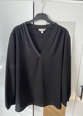 V Yaka Siyah Midi Kadın Bluz - Görsel 3