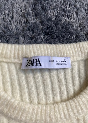 Zara Kısa Kollu Beyaz Örgü Kadın Kazak - Görsel 2