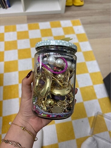Takı kavanozu sürpriz 55 parça gold